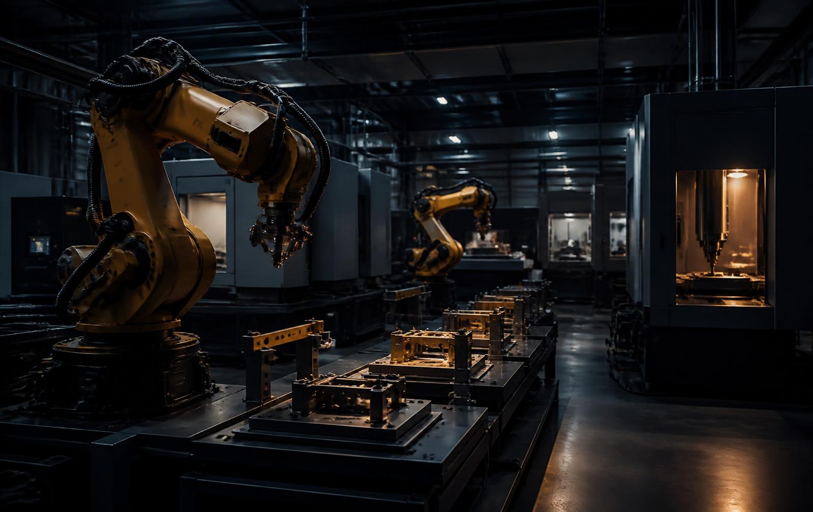 Advanced manufacturing floor with robotic equipment